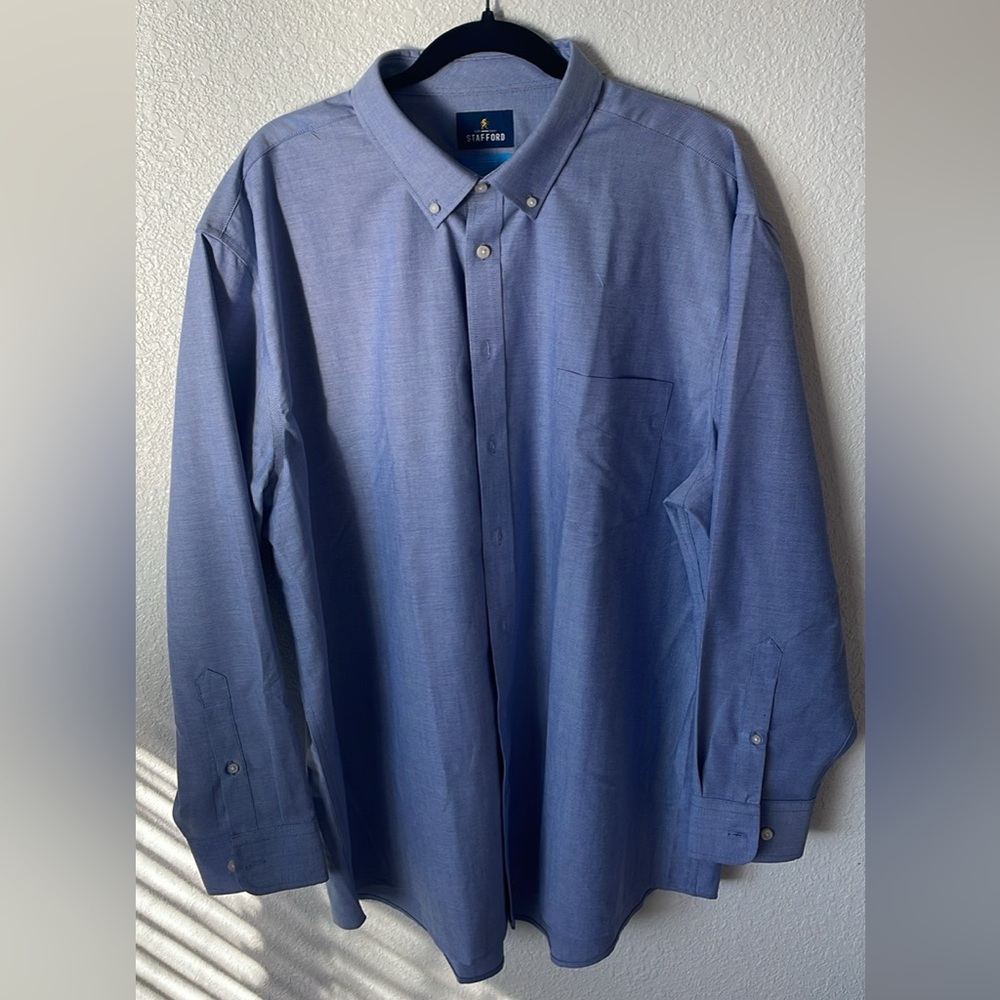 Stafford CoolMax Oxford Shirt in Light Blue Reg fit XXL 18-18.5 neck 34-35 arm